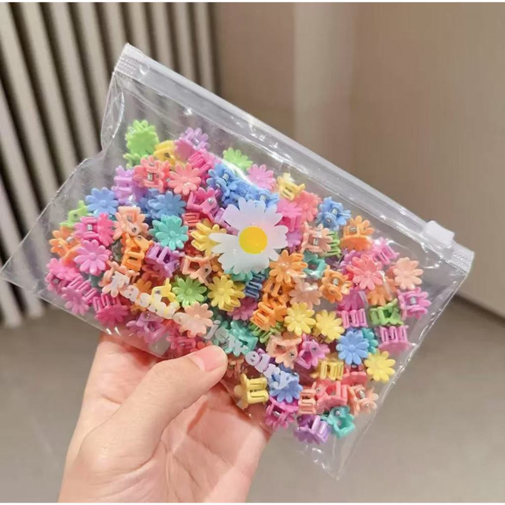 Kit 50 Grampos De Cabelo Com Flores Infantis Lindos Acessórios Para Meninas , Perfeitos Festas E Fes