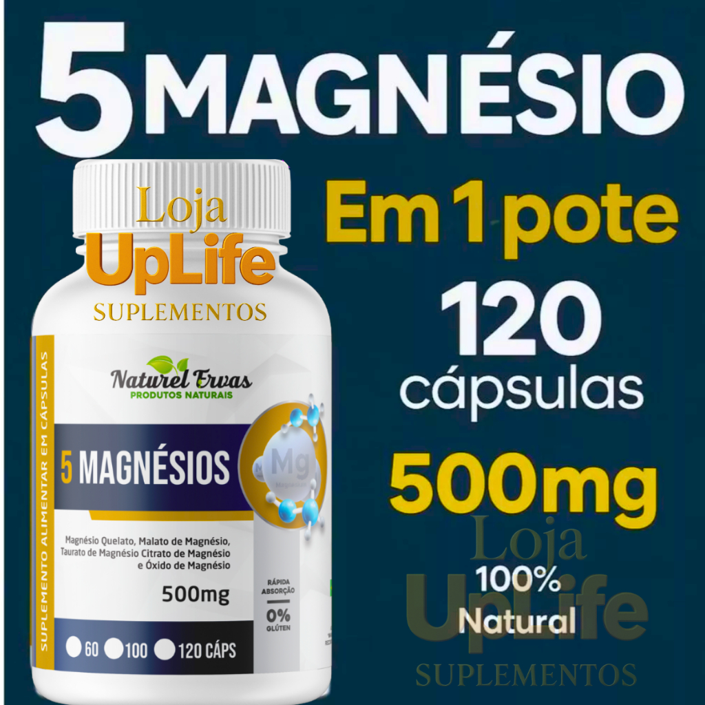 Suplemento alimentar Suplemento de Magnésio com 5 Formas 120 Cápsulas de 500mg