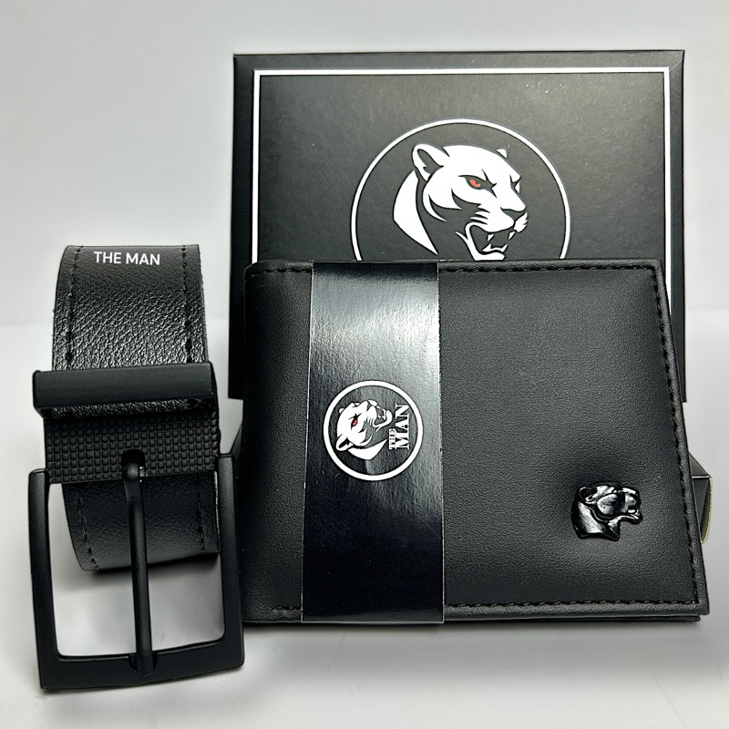 Kit Cinto Masculino 125CM + Carteira Masculina Couro PREMIUM THE MAN.