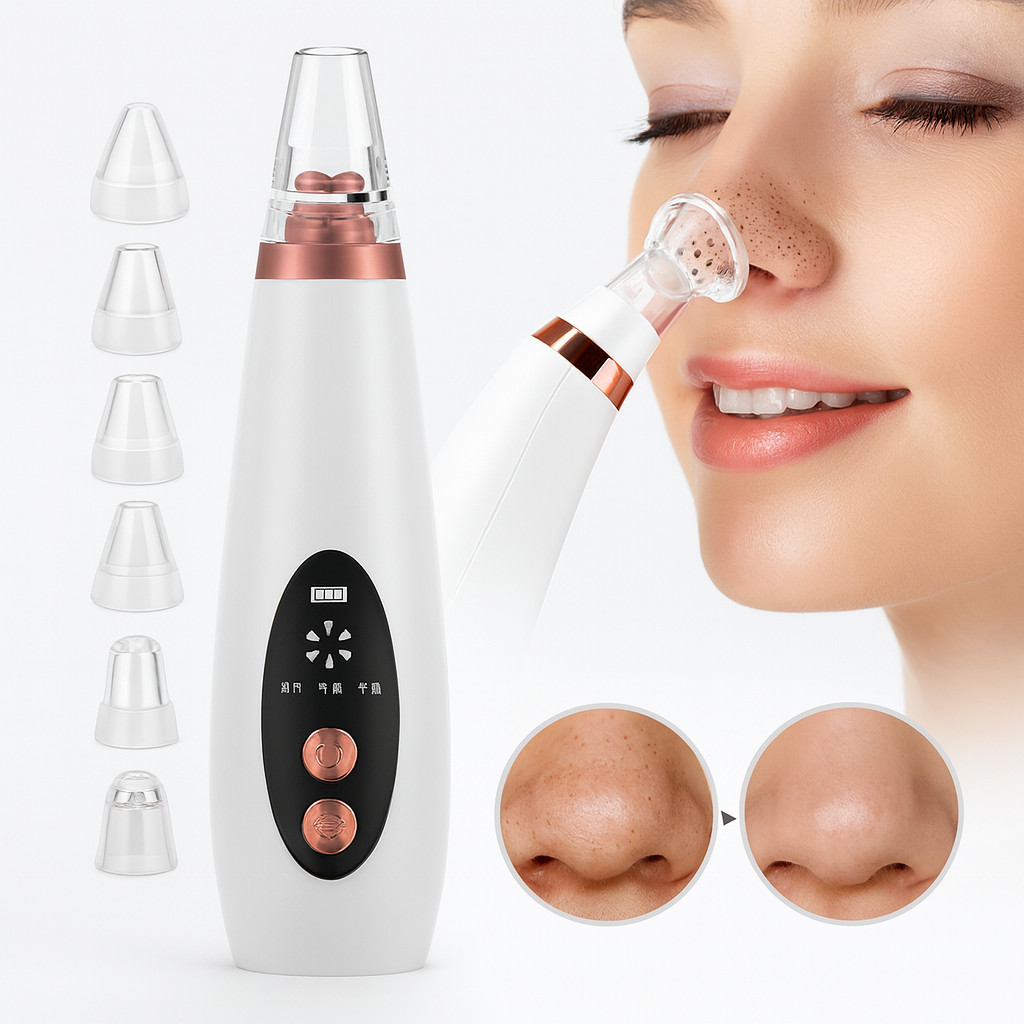 Removedor De Cravos E Poros Elétrico Limpador Recarregável 6 Pontas Limpeza Facial Profissional
