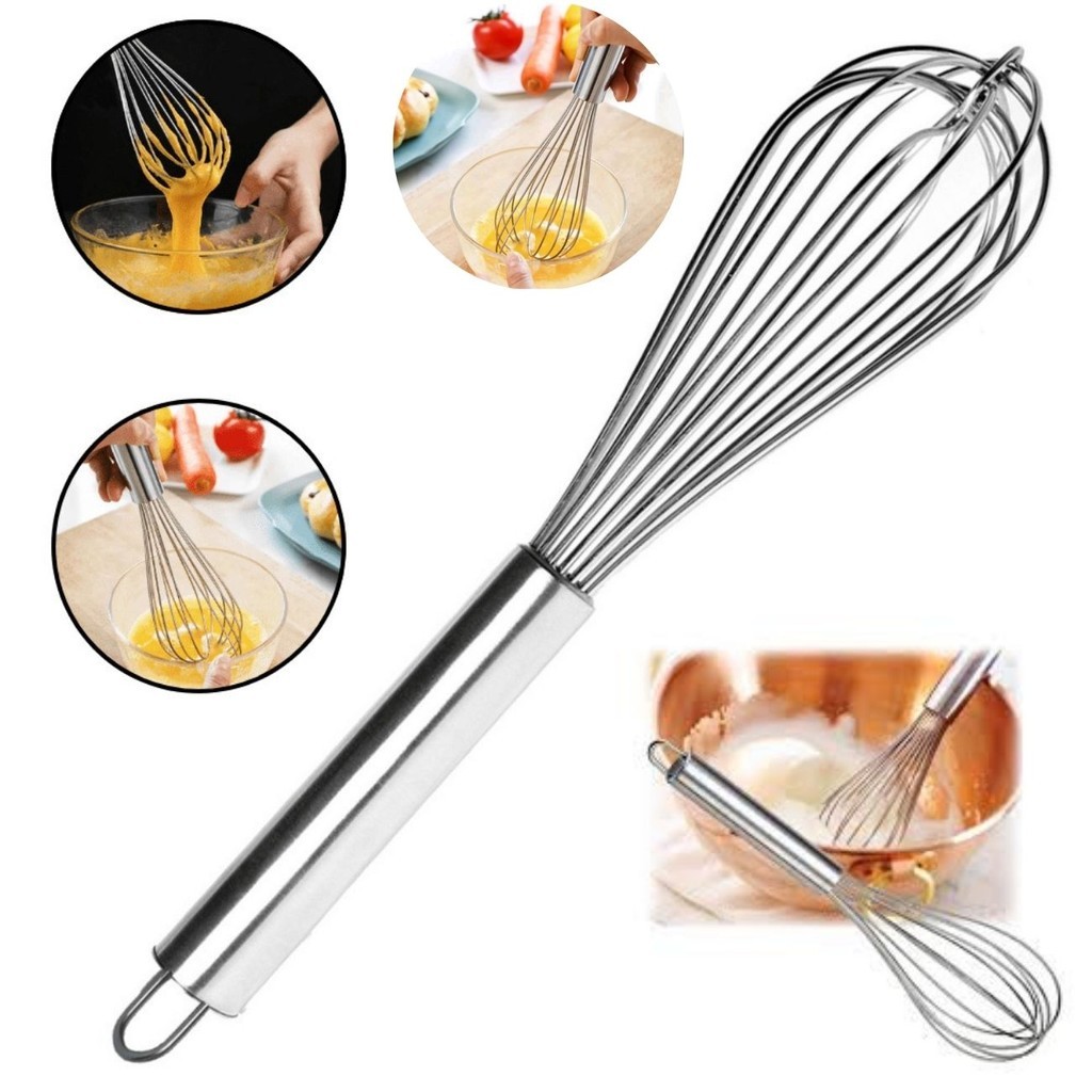 Batedor Fouet Inox 25cm Fue Creme Clara Bolo Massa Manual de Ovos Confeitaria Utensílio Doméstico