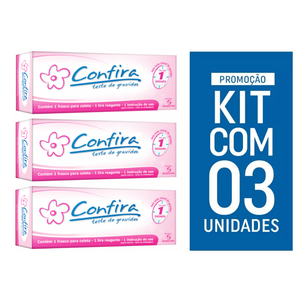KIT COM 3 TESTE DE GRAVIDEZ FITINHA CONFIRA SANFARMA