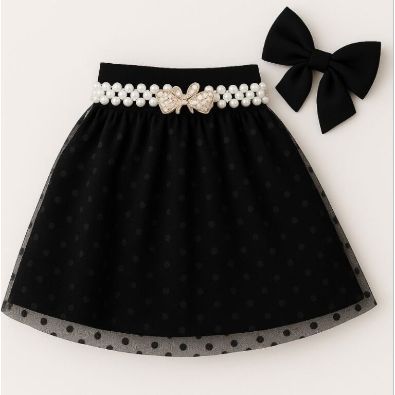 Saia tule poá godê infantil moda evangélica par