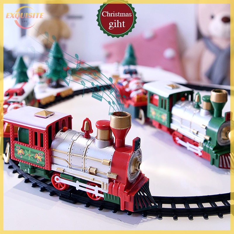 [EL] Trem De Natal Brinquedos Elétricos Decoração De Árvore Quadro De Trilho De Carro Ferroviário Co