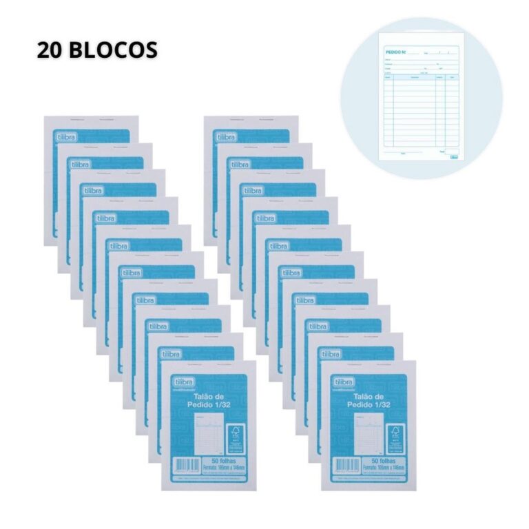 Kit 20 Bloco de Pedido 1/32 1 Via 50 Folhas 234796