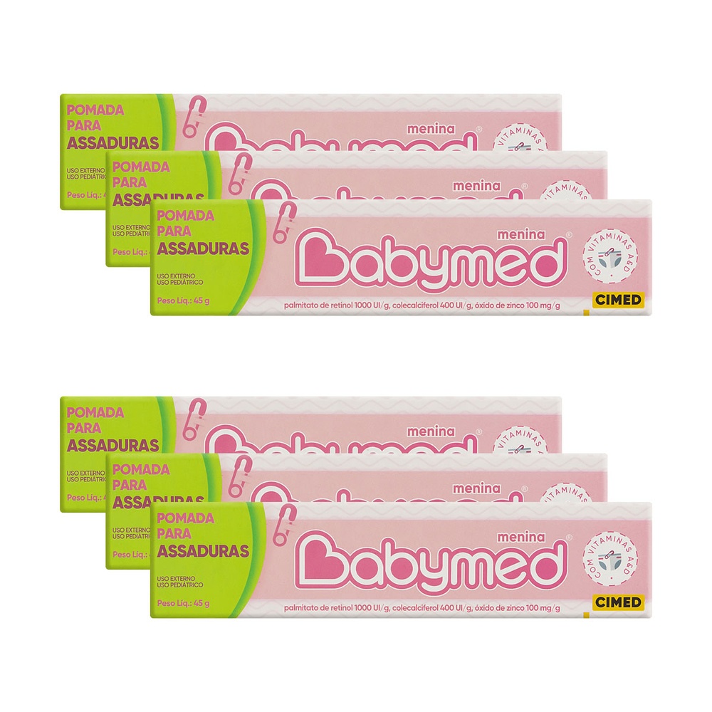 Kit 6 Pomadas Para Prevenção De Assaduras Babymed Rosa 45g
