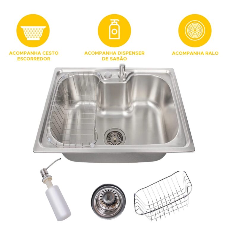 Cuba para cozinha gourmet pia aço inox com acess�