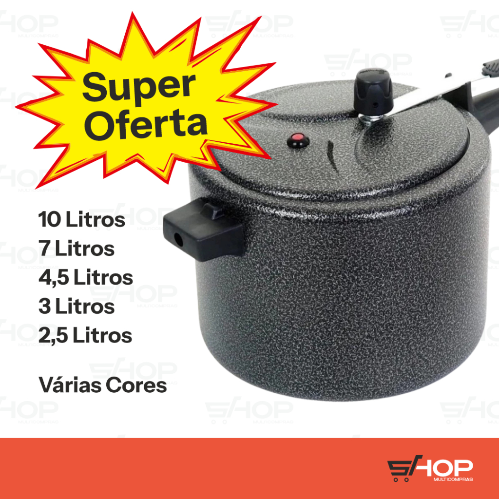 Panela de Pressão 4,5 Litros 3 Litros 7 Litros 2,5 Litros ASJ Varias Cores
