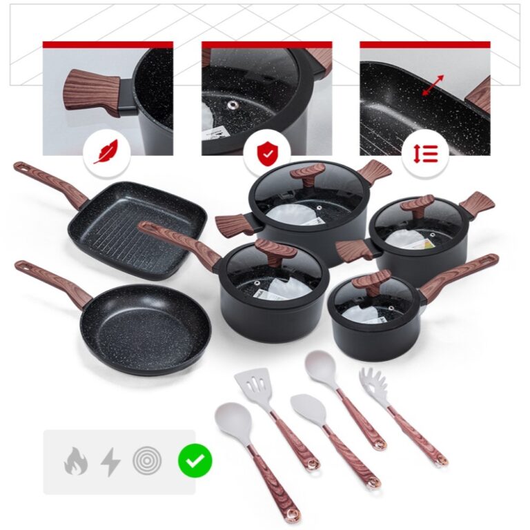 Jogo de Panelas Premium com Revestimento em Mármo