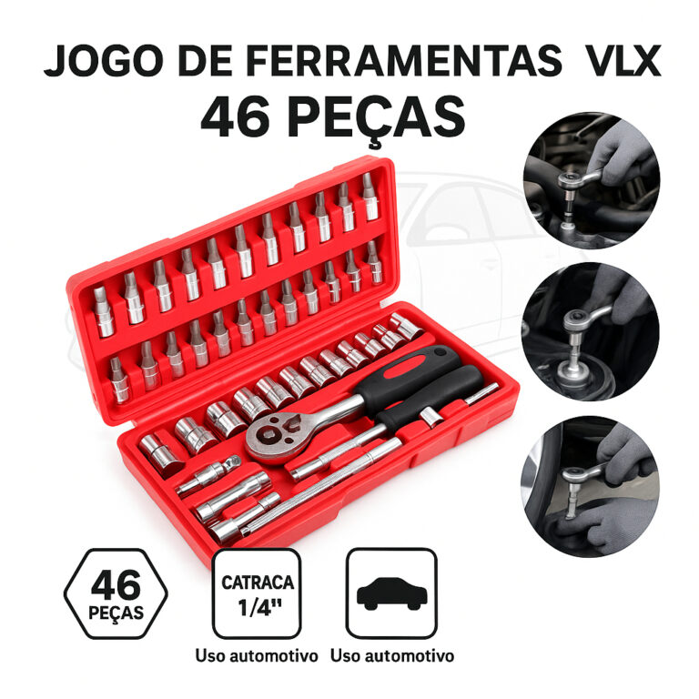 Kit Jogo De Chave Catraca Soquete 46 Peças Ferram
