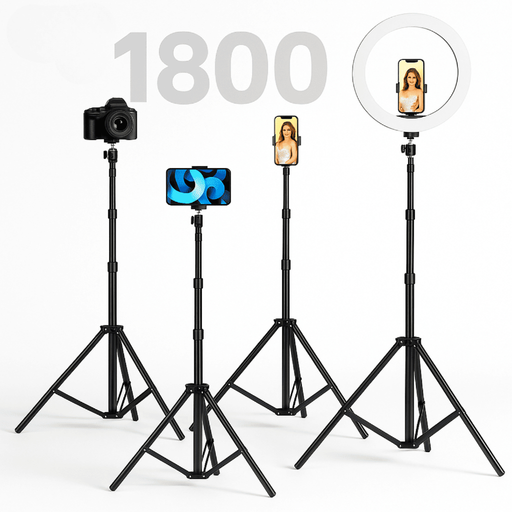 Tripé Celular Câmera Retrátil 1.80m Profissional Selfie Vlog Ajustável Alumínio Articulado