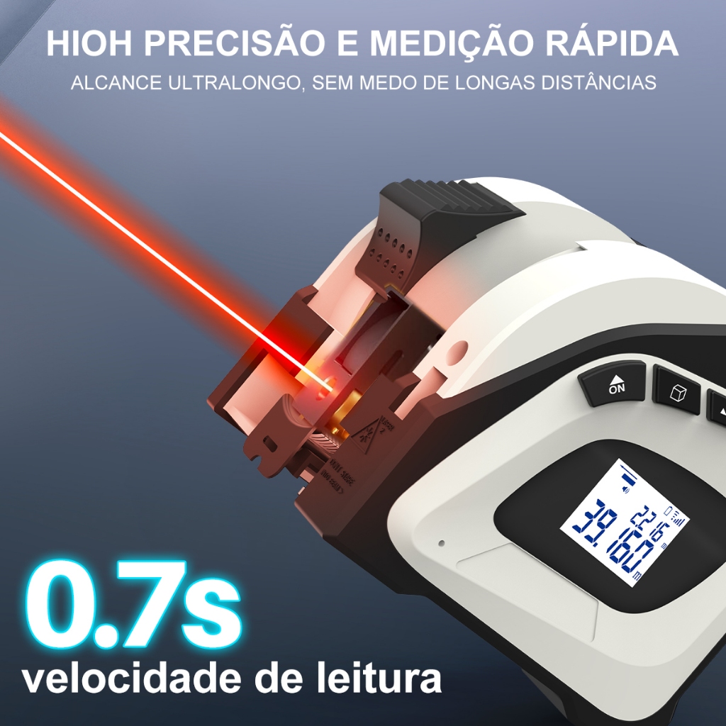Fita Métrica a Laser 2 em 1 Portátil Trena a Laser de Função Memória Alta precisão múltiplas unidade