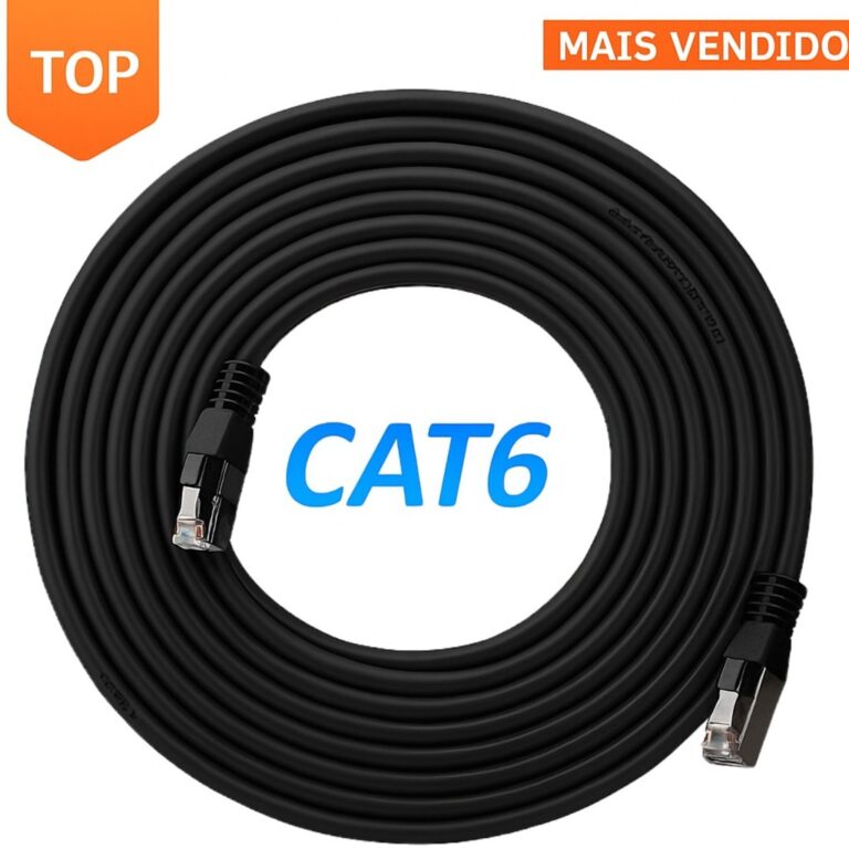 Cabo de Rede Cat6 PRETO C/ CONECTOR BLINDADO Alta 