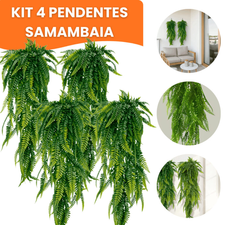 Kit 1-5 Pendentes Samambaia Artificial 80cm Realis