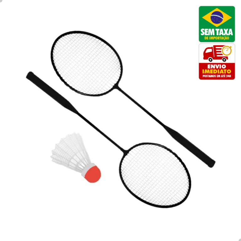 Kit Badminton Amigold 6501 com 2 Raquetes Leves e 