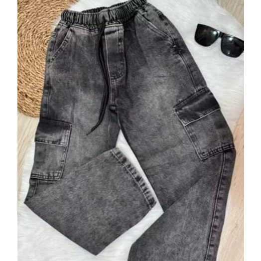 Calça cargo Infanto tecido com laycra  na cintura