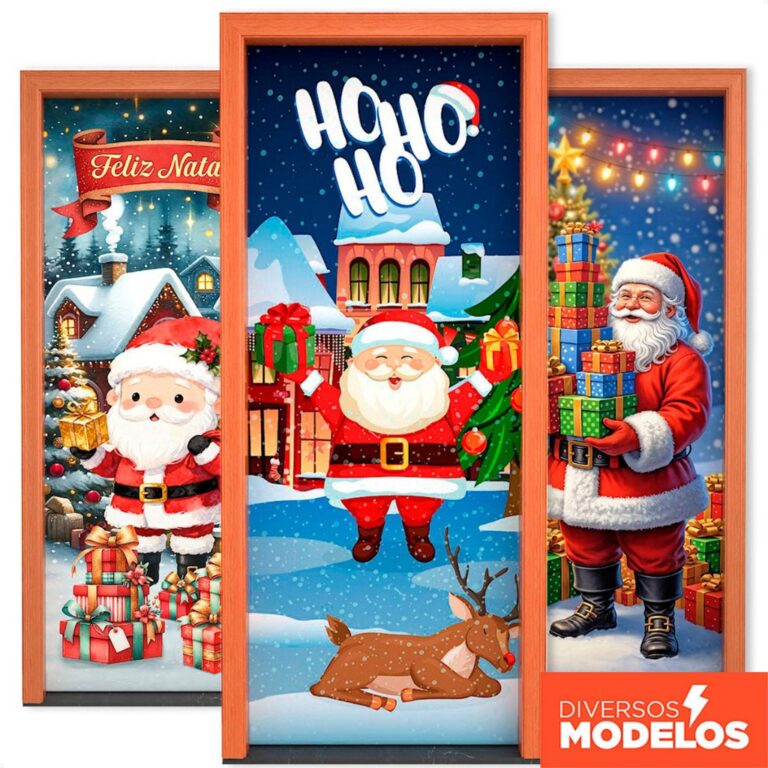 Capa de Porta Decoração de Natal para Casa Tecid