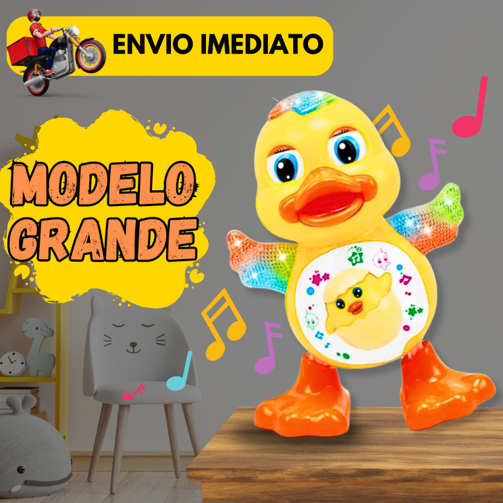 Patinho Dançante Musical Infantil Som E Luz Mexe Olho Bico Pato