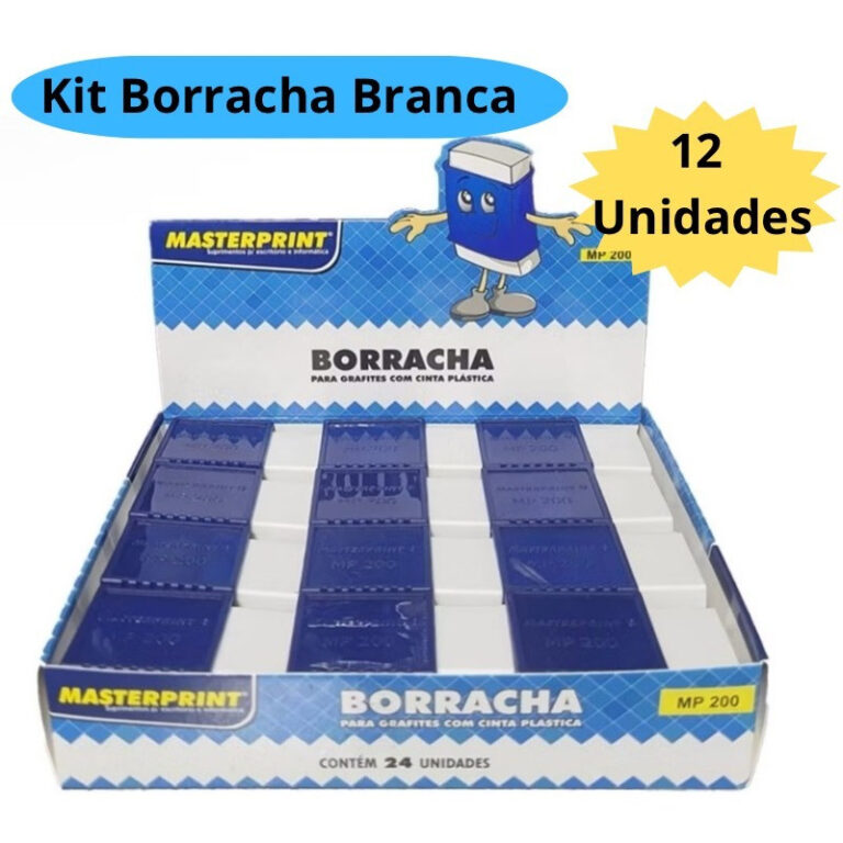 Kit 12 Borracha Branca Com Capa Azul 12 Unidades E