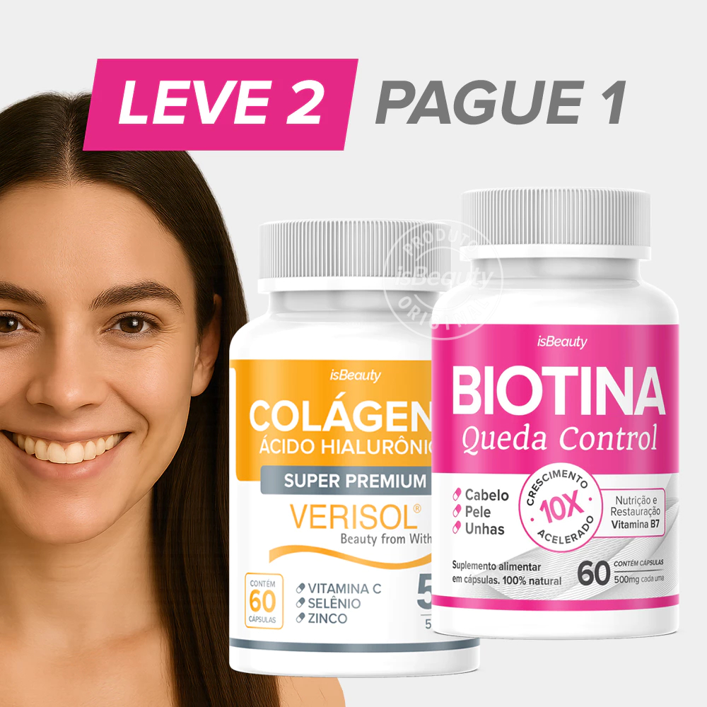 Kit Biotina 60 Cáps + Colágeno Verisol 60 Cáps Premium – Original – Envio Imediato