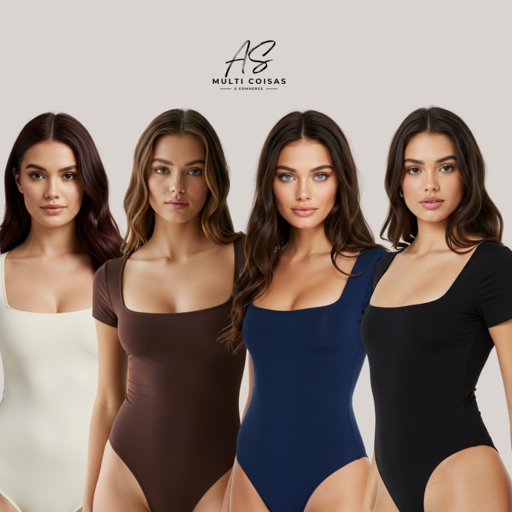 Body Manga Curta – Elegante Tecido Suplex Elastano  Com Forro Duplo Faculdade Básico 4