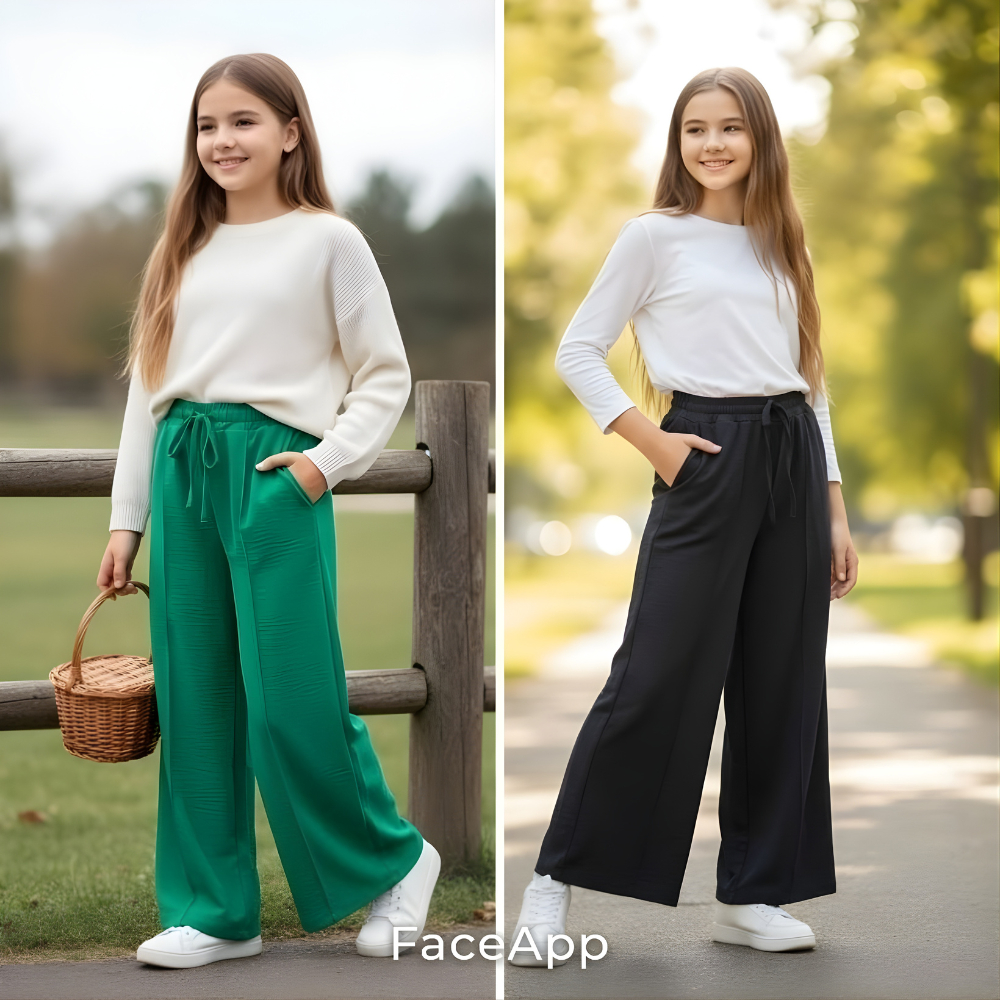 Calça Infantil Feminina Pantalona Soltinha Roupa Menina Princesa com Bolsos e Elástico na Cintura
