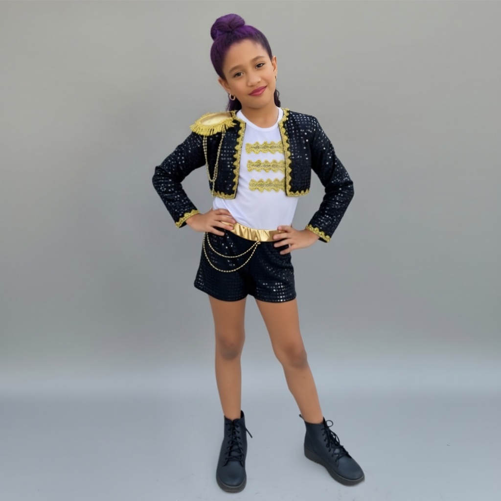 Fantasia Guerreiras do Kpop Huntrx Infantil Com Trança Cosplay Rumi Festa Menina Carnaval Corrente