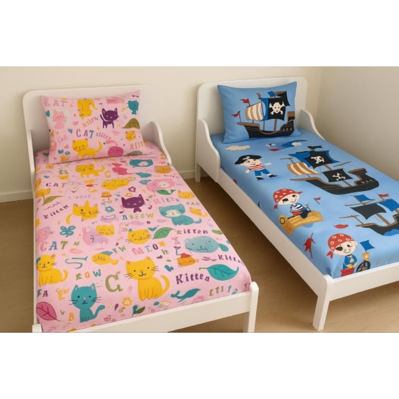 Kit 02 Lençol para Cama Solteiro Com Fronha Microfibra Estamapado Elástico em Toda Volta Infantil