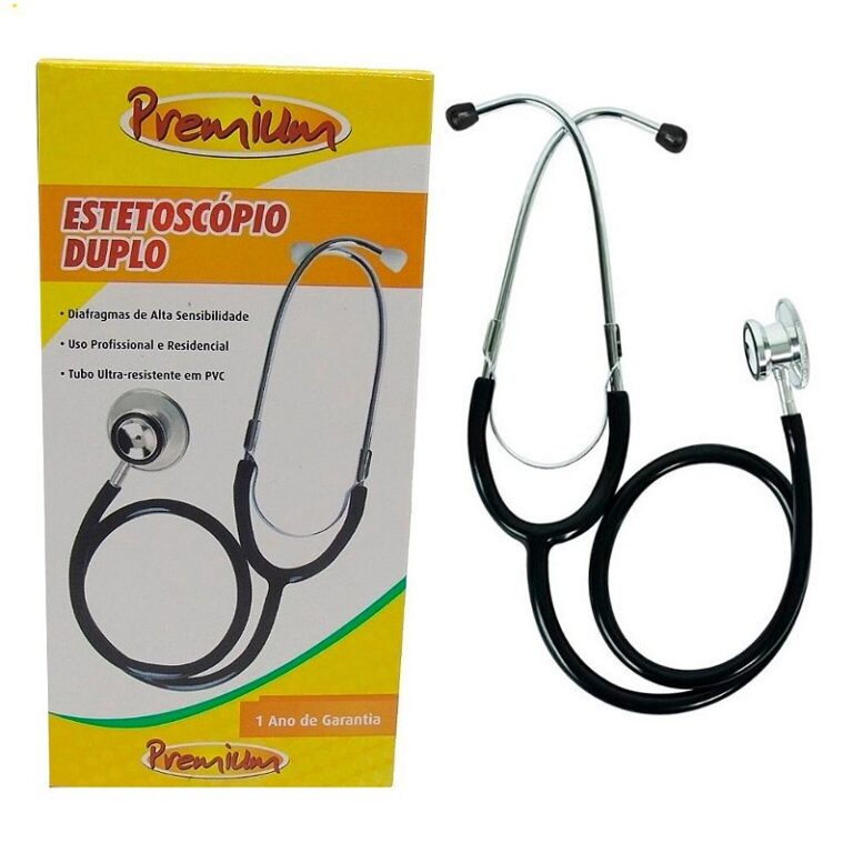 Estetoscópio Duplo Adulto Preto – Premium