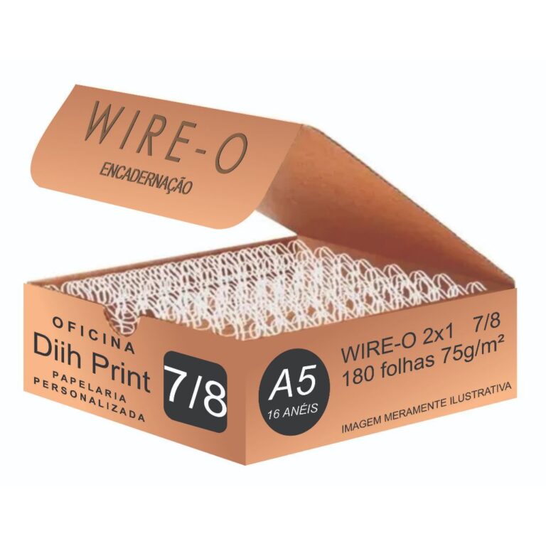 WIRE-O PARA ENCADERNAÇÃO 2X1 A5 7/8 180 FLS BRAN