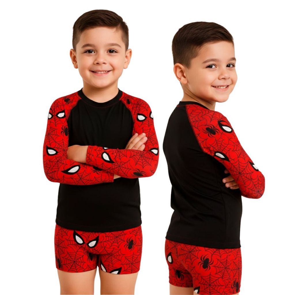 Conjunto Camiseta e Sunga Infantil 2 4 6 8 10 Estampas Exclusivas Praia Piscina