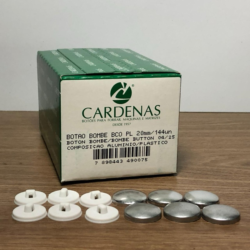 BOTÃO BOMBE PLÁSTICO CARDENAS PARA FORRAR 10 ao 26  144 UN