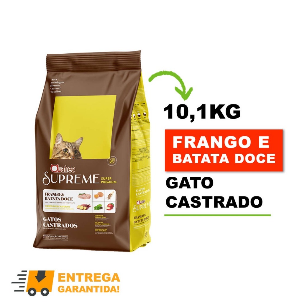 Ração Quatree Supreme Gatos Castrados 10.1kg Frango-Envio Rápido