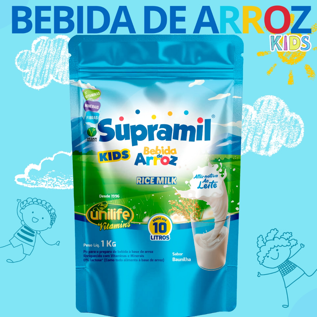 Bebida De Arroz Rice Milk 1kg 10l Baunilha – Unilife Suplemento alimentar Vegano APLV SUPRAMIL