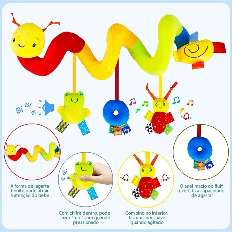Pacificar Brinquedo De Pelúcia Bebê Enrolado Cama Sino 0-12 Meses Carrinho De Bebê Pingente Chocalho