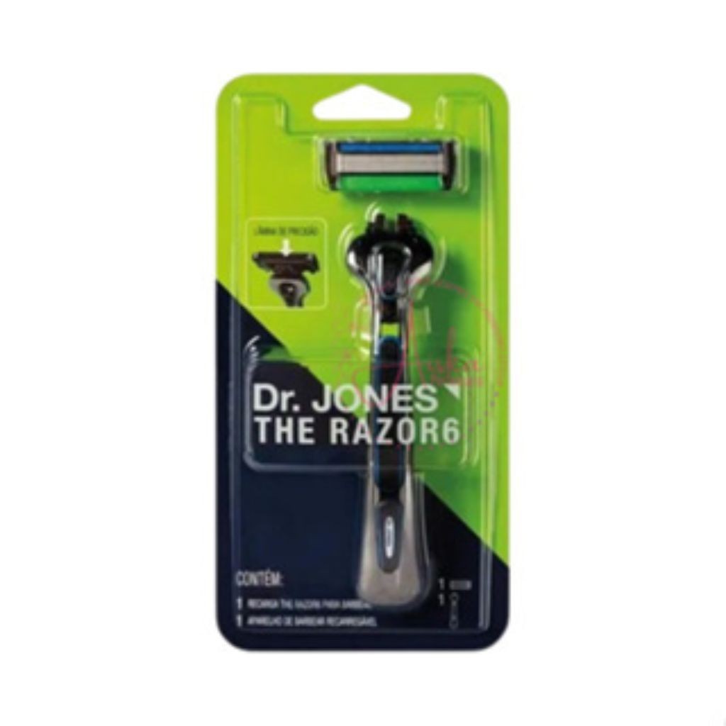 Combo The Razor 6: Aparelho de Barbear com Cabo Ergonômico + Recarga com 6 Lâminas – Dr. Jones