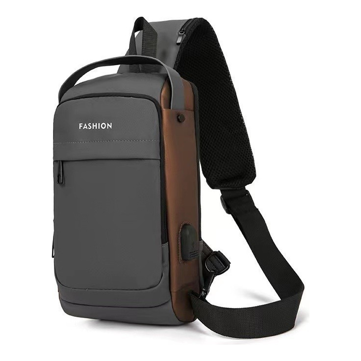 Bolsa Masculina Transversal Conector Usb Antifurto