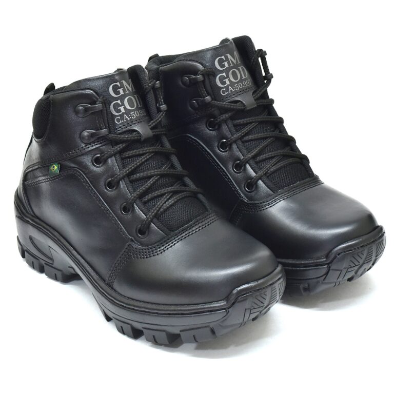 Bota Coturno 100% Couro com C.A bico PVC REF:01 Pr