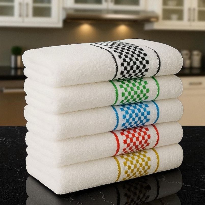 Kit 10 Panos de Prato Copa 40×65 Jacquard Atoalhado Toalha De Cozinha