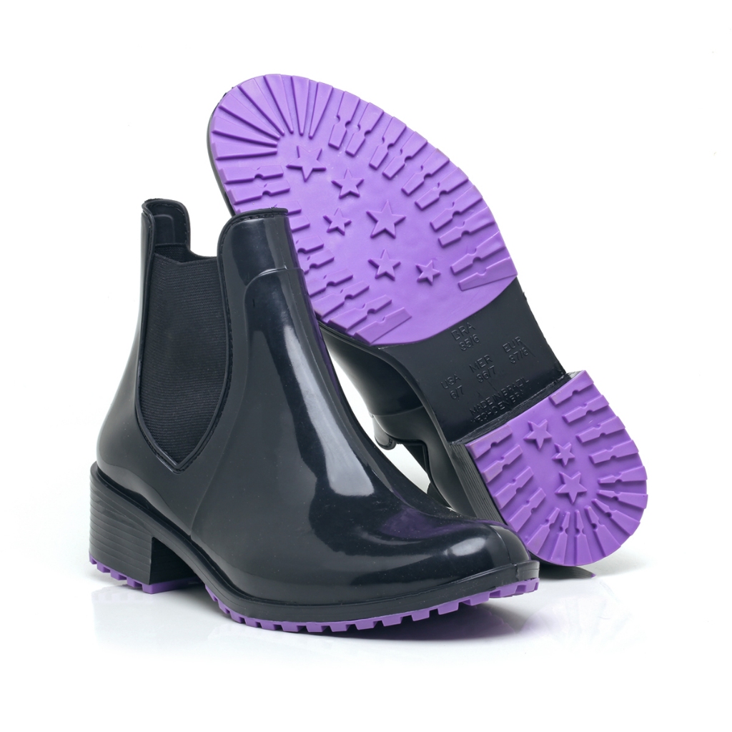 Bota PVC Soleta Feminina Fashion Linda Leve Solado Colorido Macio Versátil Moderna