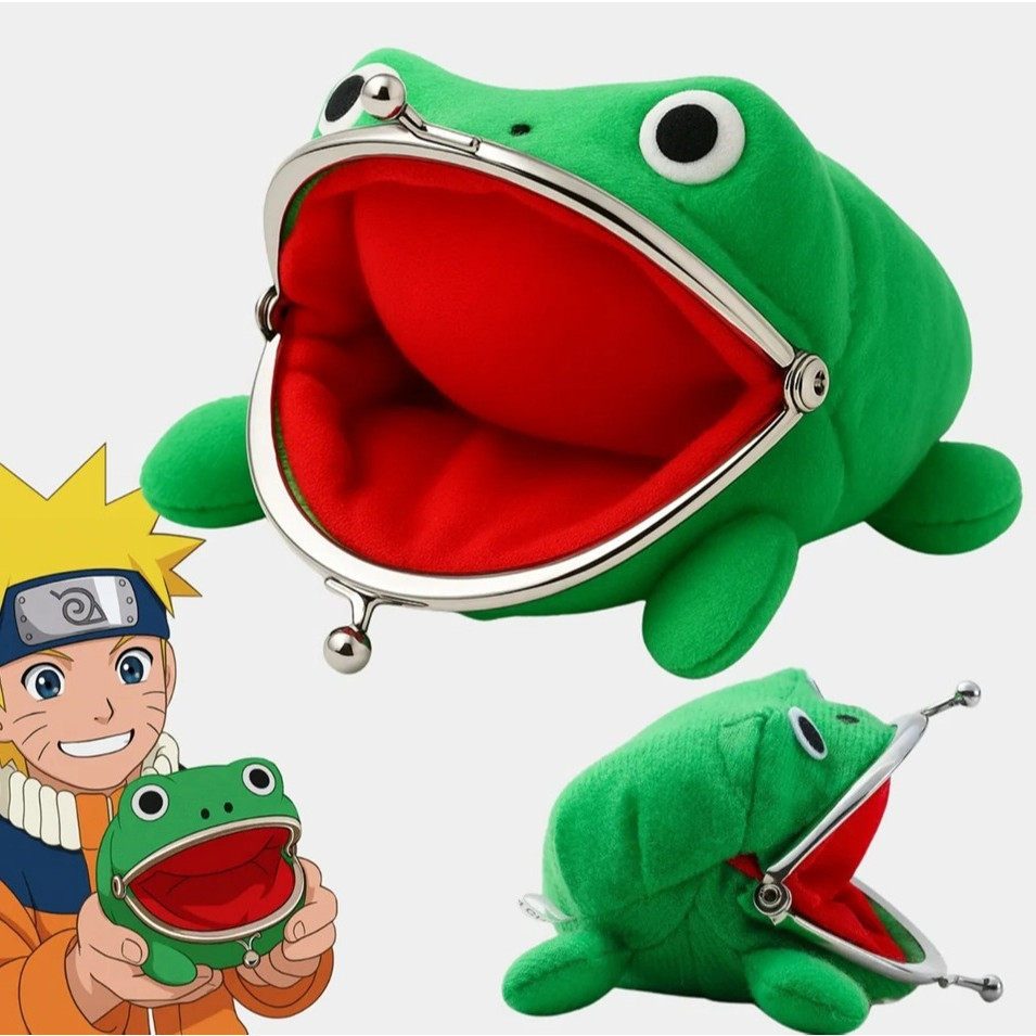 Carteira Sapo Naruto Gama-Chan Porta Moedas Anime Naruto Shippuden Pelúcia Otaku Geek Cosplay