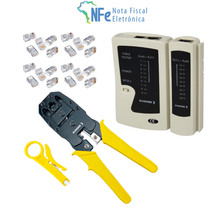 Kit Testador de Cabo de Rede RJ45 RJ11 Alicate de 