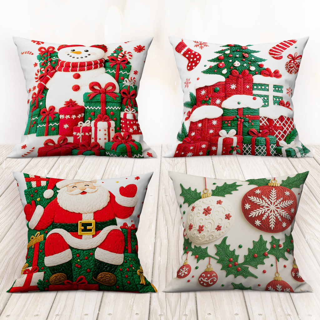 Kit Com 04 Capas De Almofadas 45×45 Em Oxford NATAL 10