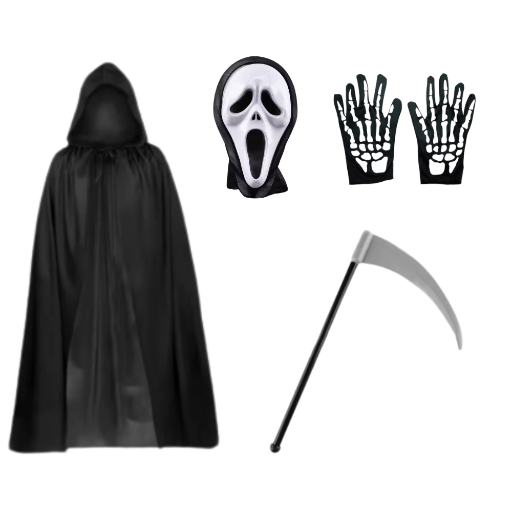 Fantasia do Pânico GhostFace Morte Máscara Capa Foice Halloween