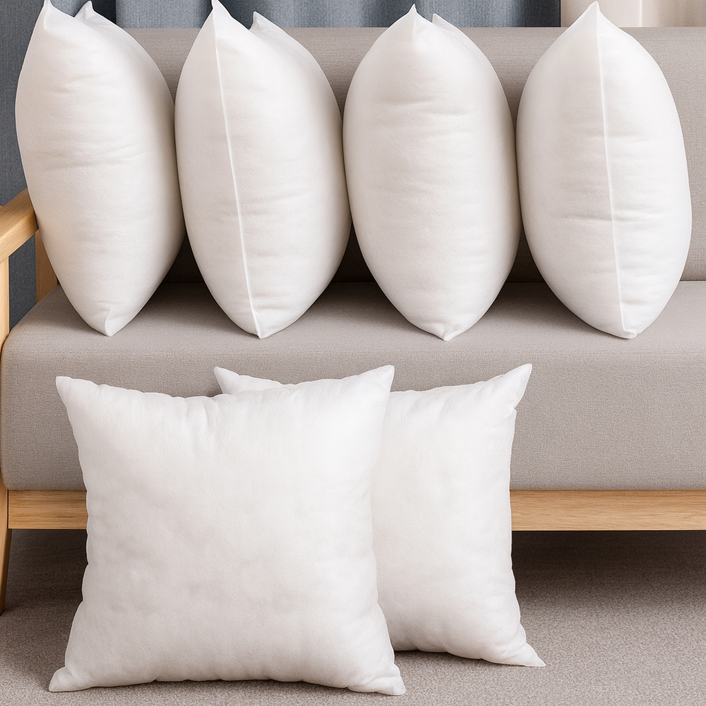 Kit com 4 e 2 Refil Almofada 50×50 Fibra Siliconada Antialergico Macio Duravel