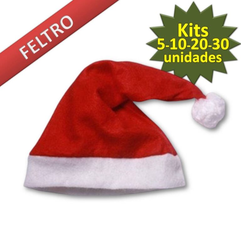 Kits 5/10/20/30 Gorros de Feltro Natal Papai Noel