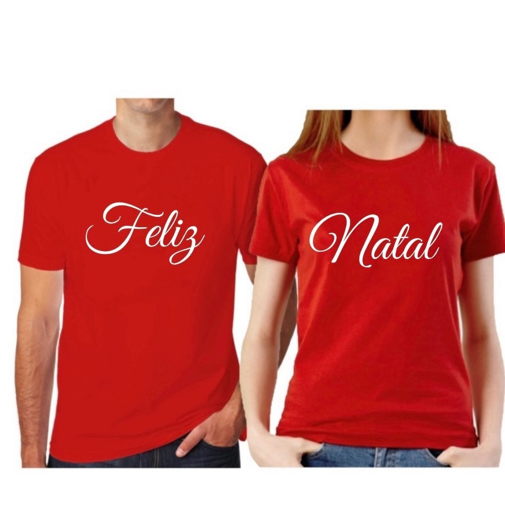 Kit 2 Camisetas Unissex Casal Namorados Feliz Natal