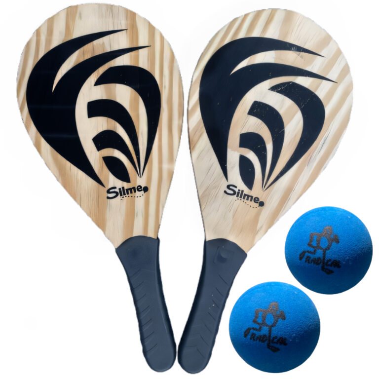 Frescobol Kit 2 Raquetes Praia de Madeira 2 Bola R