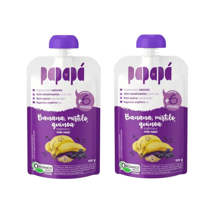 Kit 2x Papinha Orgânica Banana, Mirtilo E Quinoa 
