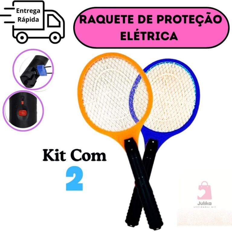Raquete Elétrica Kit Com 2 Unidades Bivolt Recarr